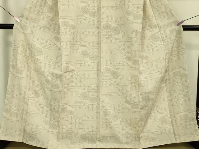 平和屋本店■極上　白鷹お召　胴抜き仕立て　110亀甲　地紙花文　逸品　未使用　DZAA5392kh5 平和屋本店□極上 白鷹お召 胴抜き仕立て 110亀甲 地紙花文 逸品 未