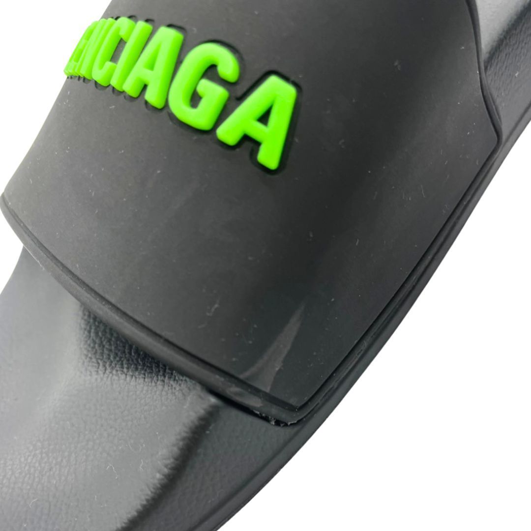 玉津店 BALENCIAGA バレンシアガ プールスライド サンダル 27cm ブラック×グリーン メンズ TA2500335