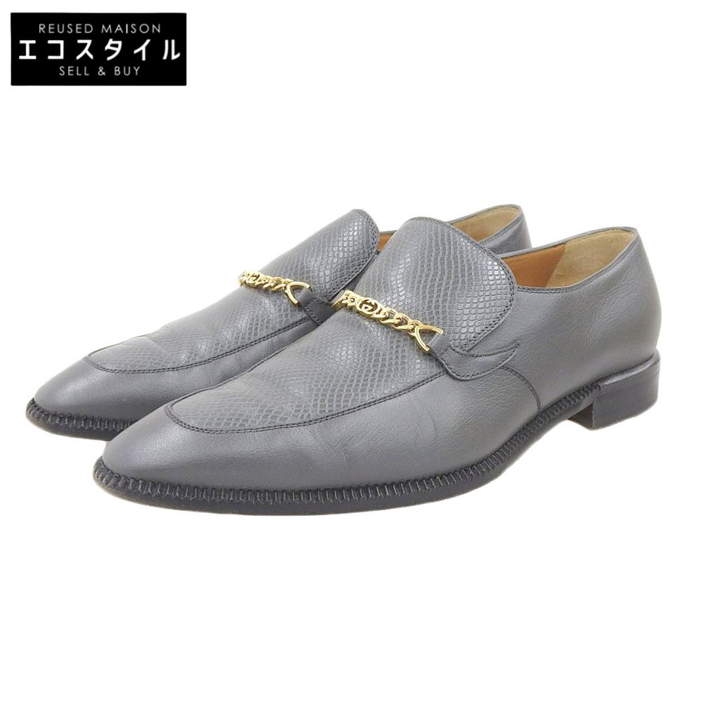GUCCI グッチ レザー ローファー シューズ メンズ グレー 9 1|2 749269 9.5