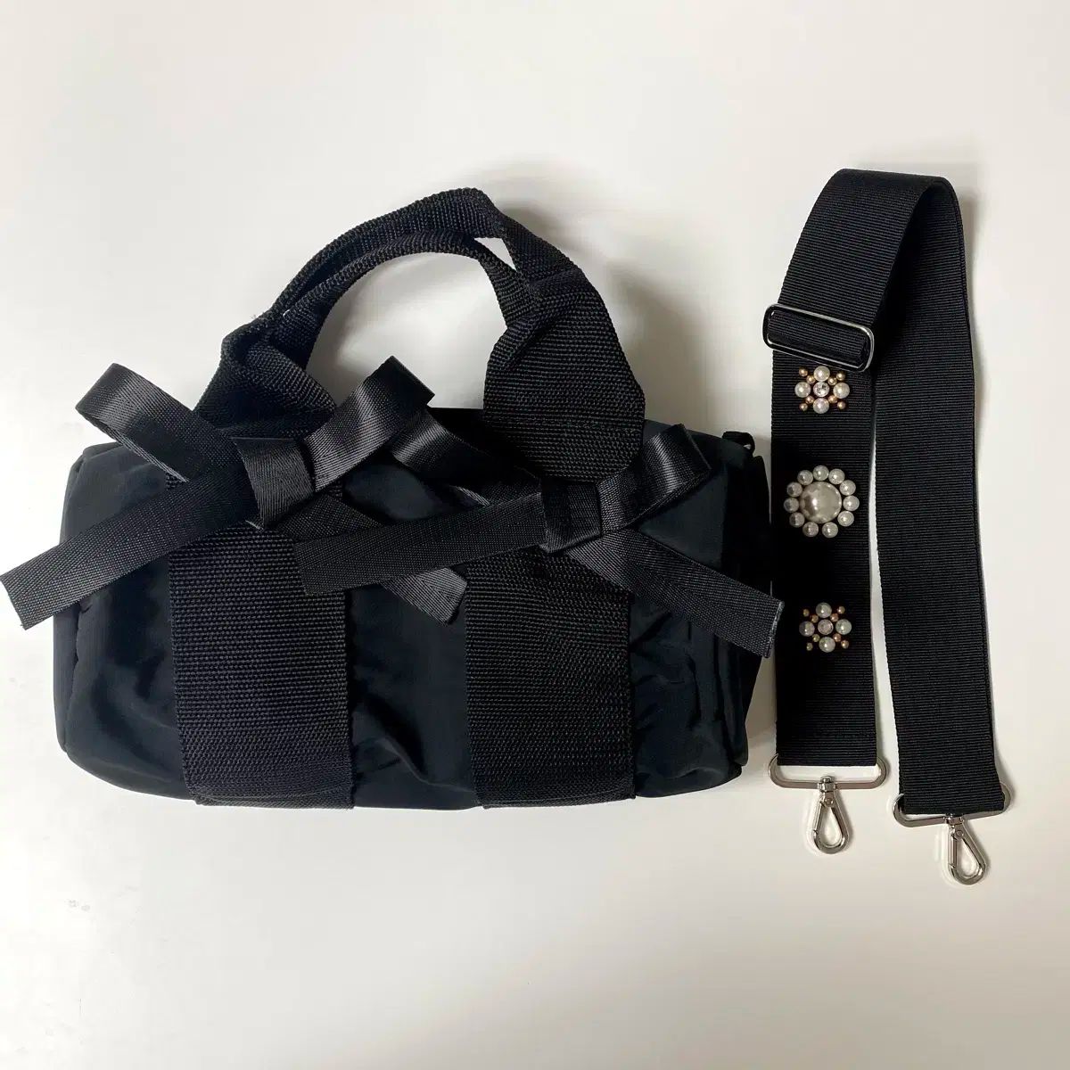 当日出荷 ホクス フォカス ブラック パール リボン クロスバッグ