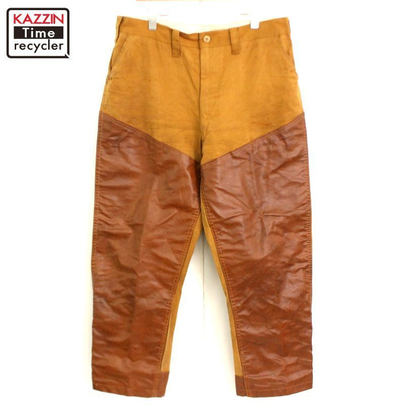 70s vintage SOFTBAK 2トーン バイカラー レザー切り替え ハンティングパンツ メンズ XLサイズ相当 ビッグサイズ オーバーサイズ
