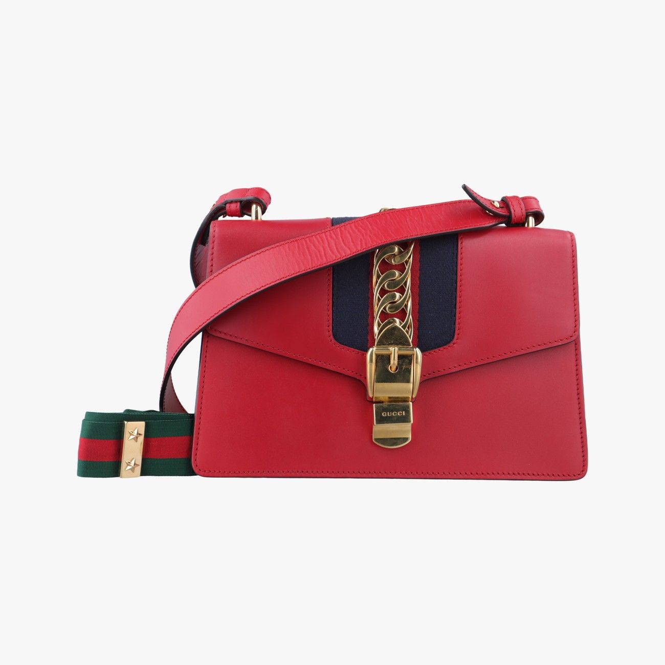 グッチGucciシルヴィ レッド×ネイビー レザー 421882 D020461030