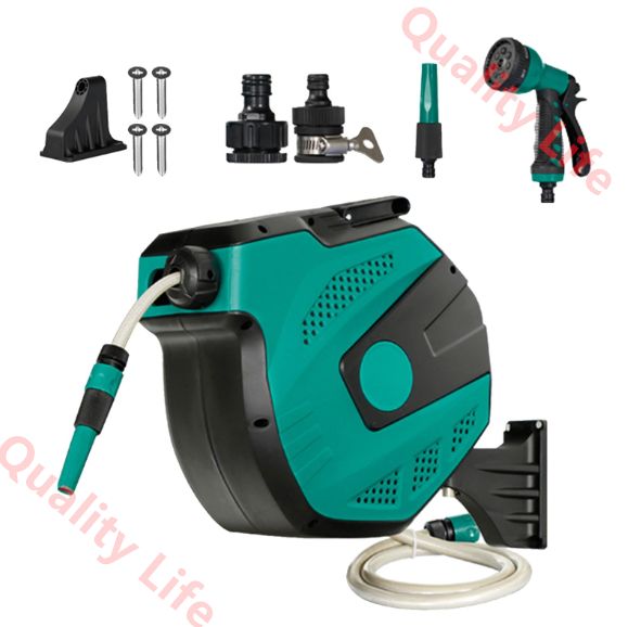 壁掛け式 自動ホースリール 格納式ホースリール 180度回転するため ホース 自動巻取りホースボックス 放射線|寒さ|圧力に対する耐性 複数のスプレーモードは花の水やりや洗車などに適しています 15m 20m 30m 15m