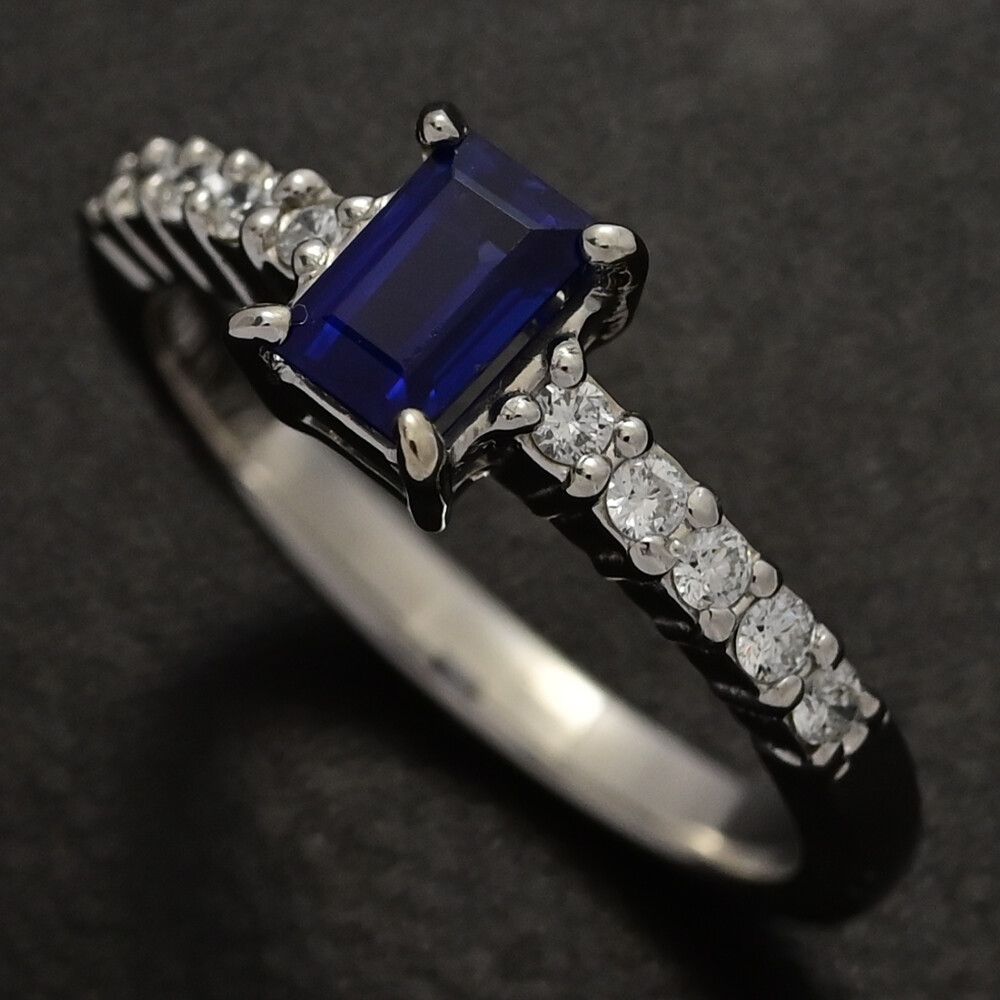 SA0.775ct FD 0.203ct ハーフエタニティセッティング･9月 誕生石 1P･サファイア･ダイヤモンドリング･指輪 Pt900-5.2g 12.5号 ♀ N レディース 590816