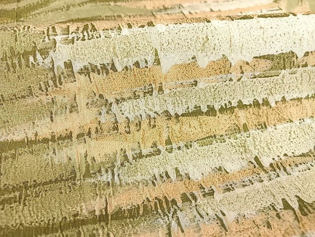 平和屋着物○松煙染の第一人者 川島草苑 九寸名古屋帯 ふくれ織 霞文