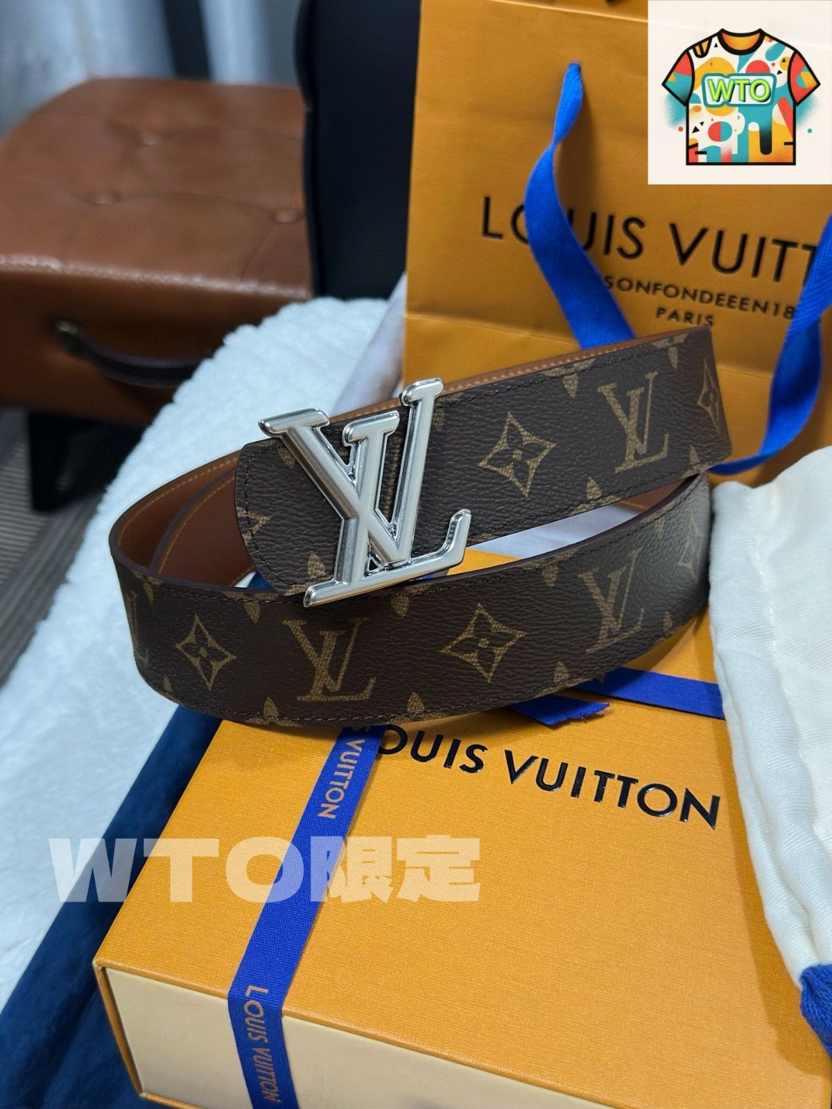 LOUIS VUITTON モノグラム ベルト＆バックル Louis Vuitton モノグラムレザーベルト