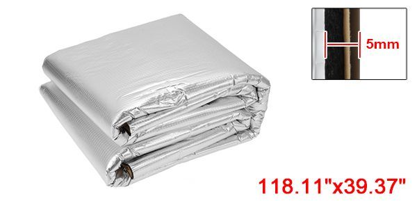 X AUTOHAUX 197mm 5mm 0.91sqft カーサウンドデッドナーマット アルミ箔グリッドヒートシールド素材 自己粘着 フード ボート エンジンカバー用 118.11”x39.37” シルバートーン