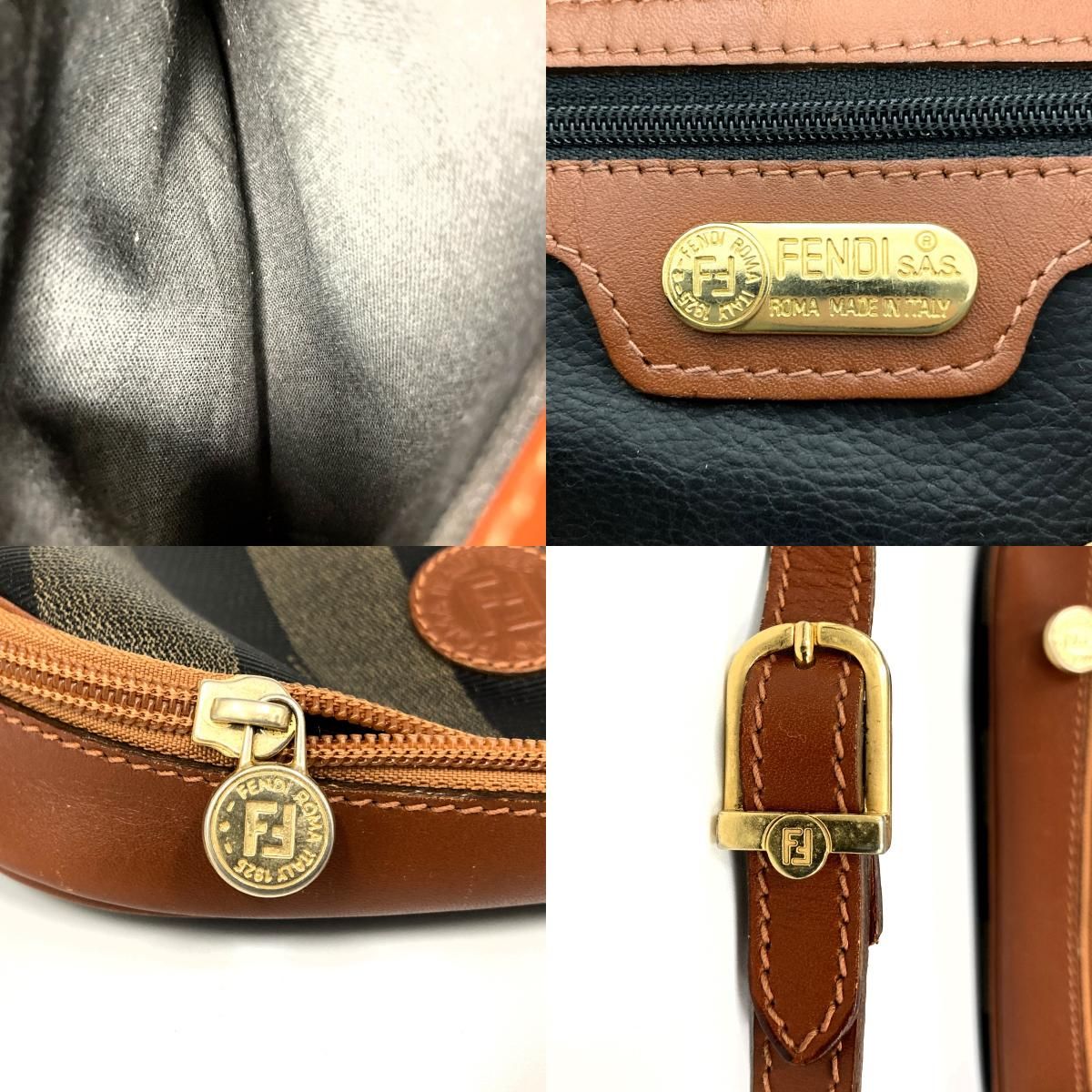 中美品 FENDI フェンディ ショルダーバッグ 斜めがけ バッグ ペカン柄 