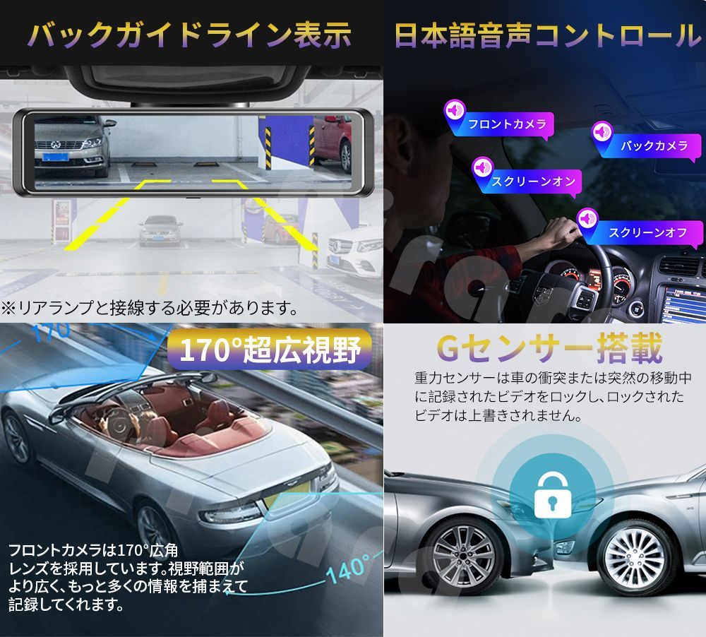 PD-M12K1ミラー型ドライブレコーダー11.66インチ4Ｋ32GBSDカード付属LED信号対応SONYセンサー右カメラ