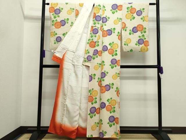 平和屋着物○名門 藤娘きぬたや・総絞り 小紋 舞菊文 正絹 逸品  