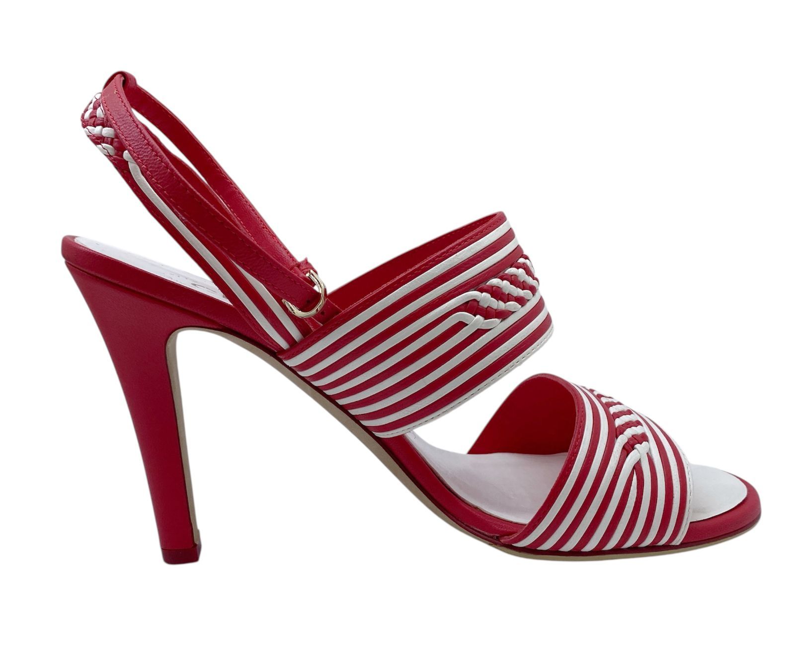 CHANEL シャネル サンダル レザー レッド 赤 ロゴ ココマーク ホワイト  