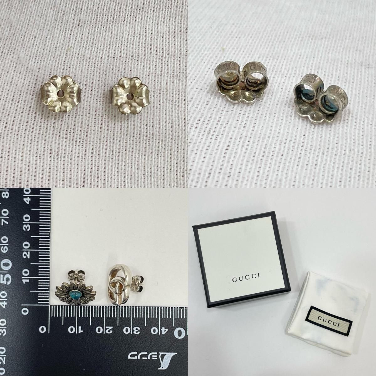 GUCCI クリスタルピアス ポーチ箱付き GUCCI グッチ ピアス 527344 レディース ダブルG フラワー