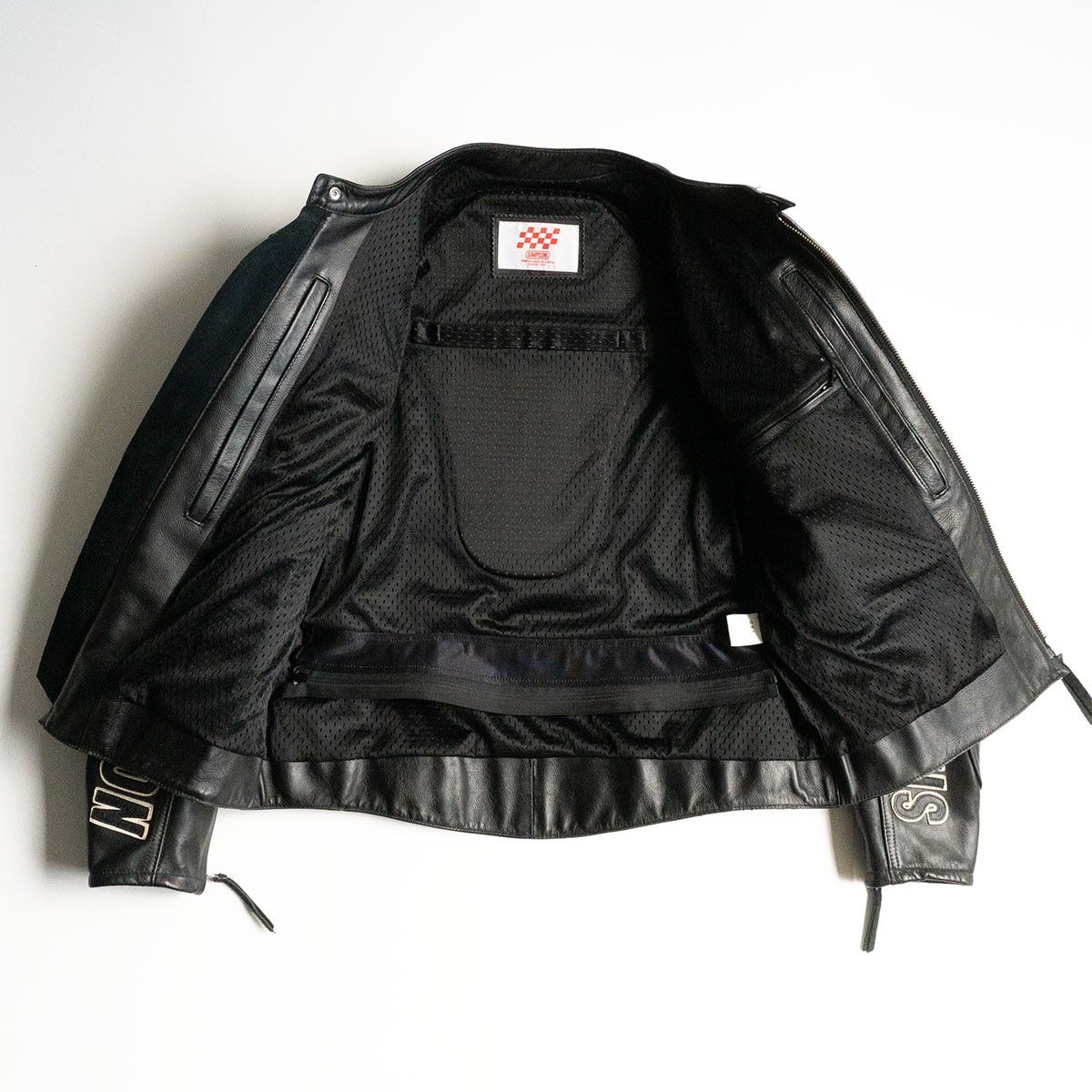 STP レザー シングル ライダースジャケット 牛革 ワッペン
