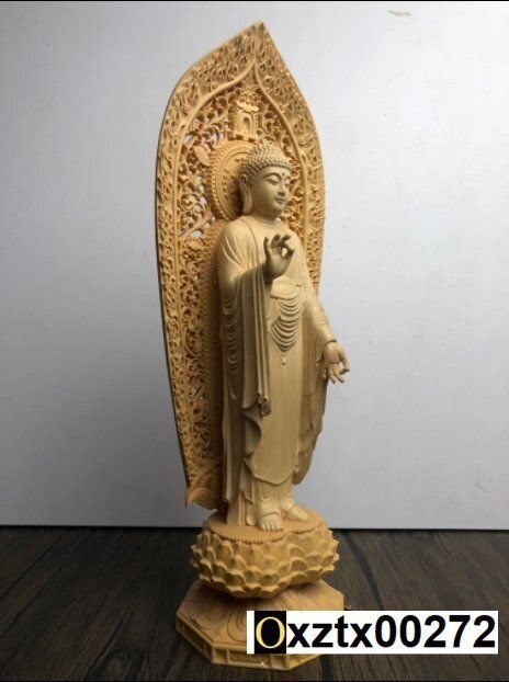 極上品 木彫仏像 最新作☆極上の木彫☆仏像☆彫刻 木彫 阿弥陀仏立像☆高28cm