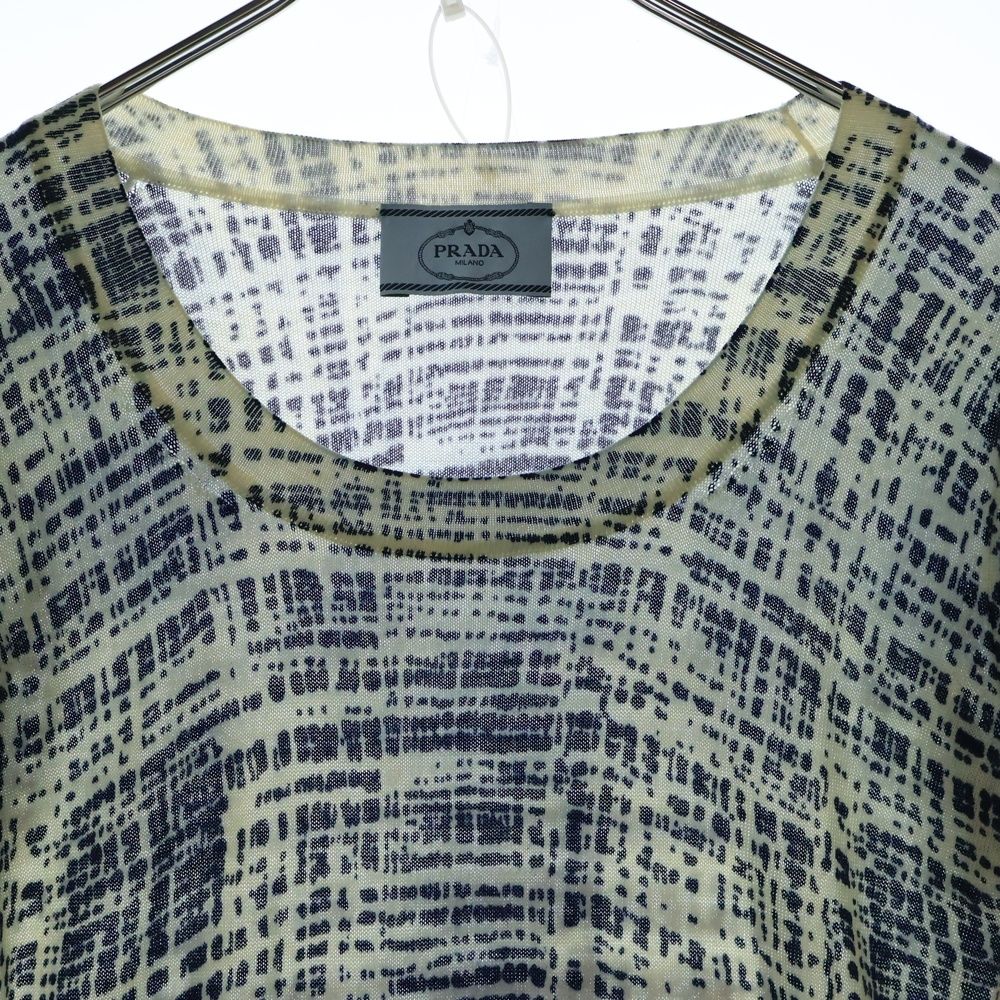 PRADA (プラダ) 総柄 コットンニットTシャツ レディース