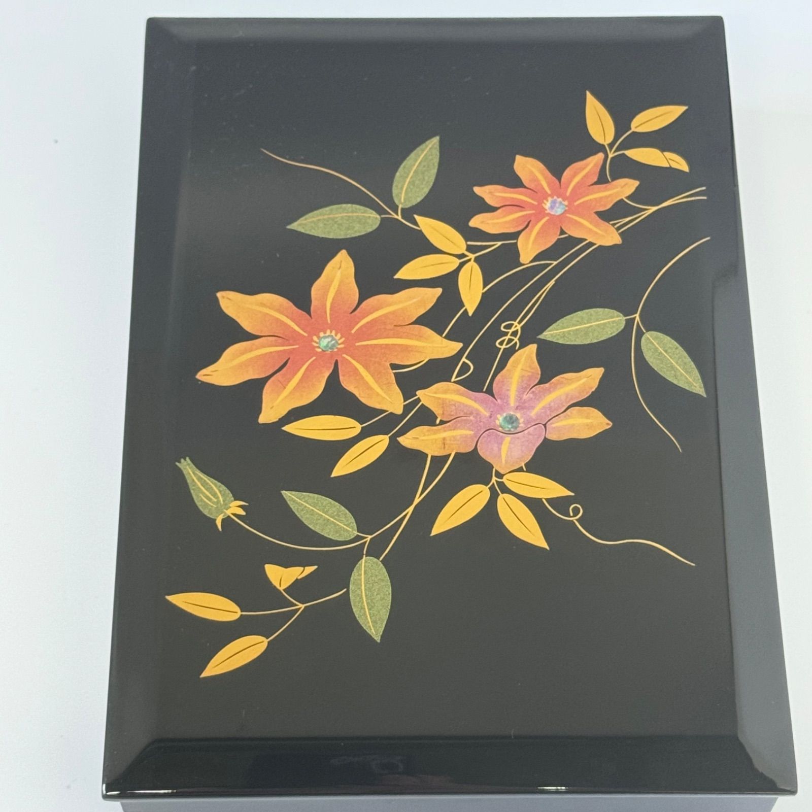 漆塗 木製 文箱 模様 伝統工芸品 宝石箱 化粧道具 小物入れ 塗 花 漆塗 木製 文箱 模様 伝統工芸品 宝石箱 化粧道具 小物入れ 塗 花