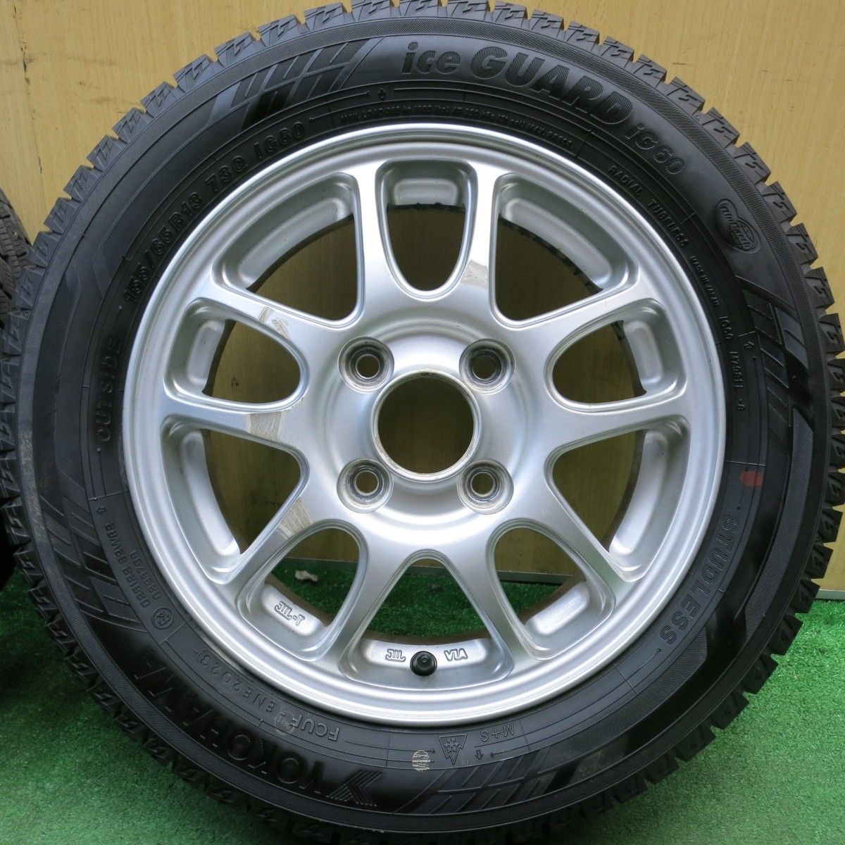 バリ溝 23年 9分 スタッドレス 155 65R13 ヨコハマ アイスガード iG60 社外 アルミ 13インチ PCD100 4H 5092803HAス