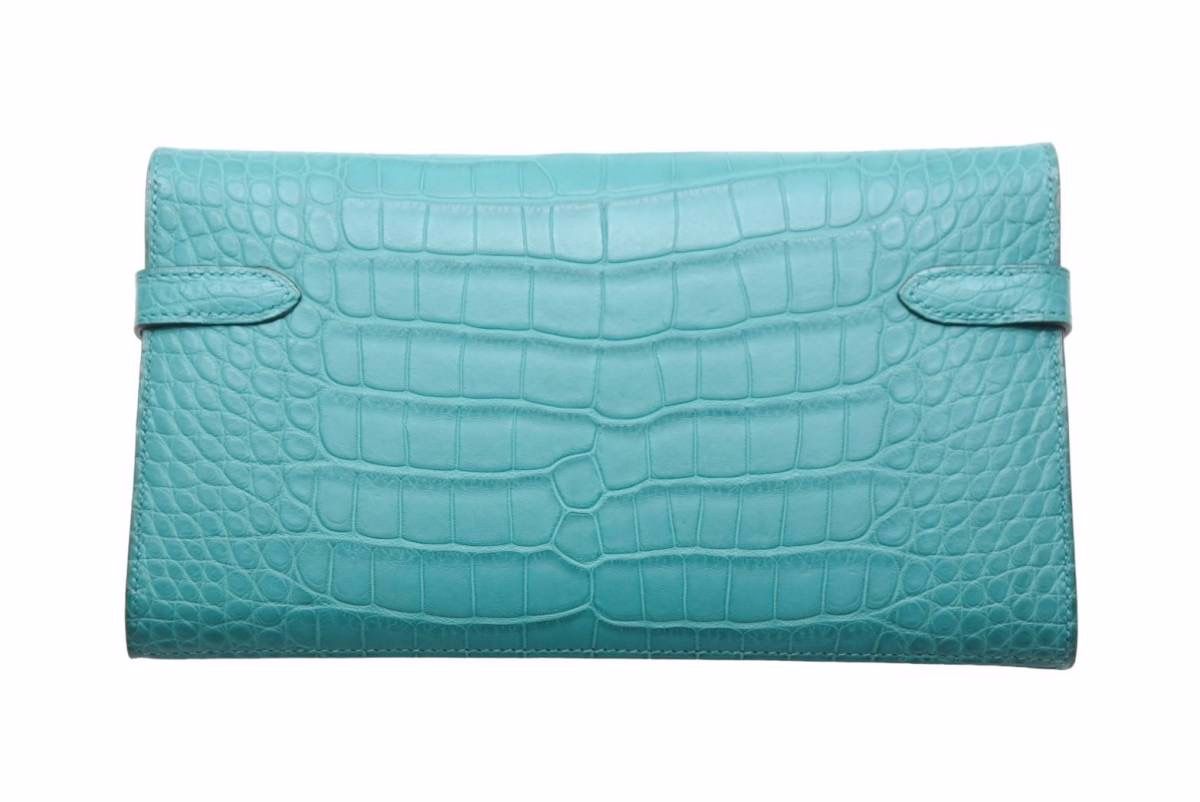 極美品 HERMES エルメス ケリーウォレット ヴェールヴェローヌ アリゲーター A刻印 長財布 箱付き 中古 49868 極美品 HERMES エルメス ケリーウォレット ヴェールヴェローヌ