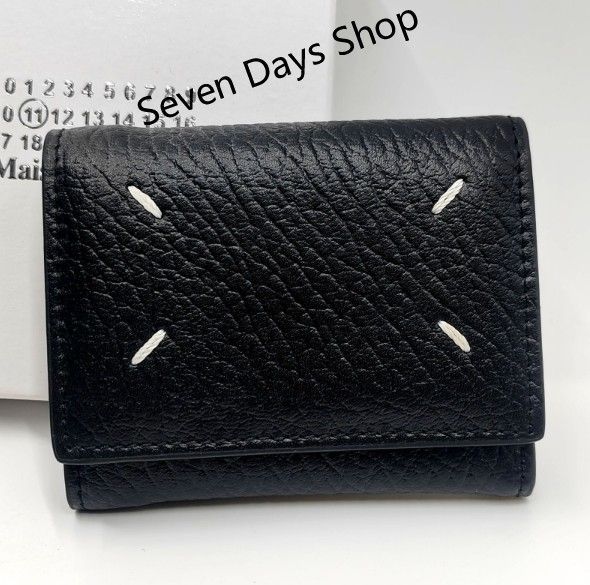 ✨極美・大人気✨ メゾンマルジェラ 三つ折り財布 ブラック レザー