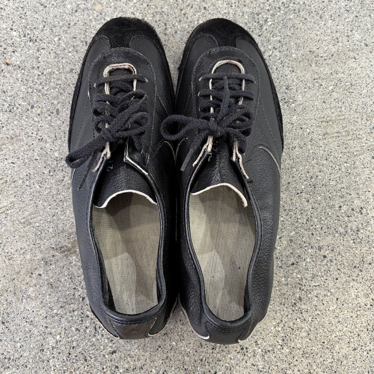 Military】70s~80s Black German Trainer Leather and Suede 25~25.5cm 