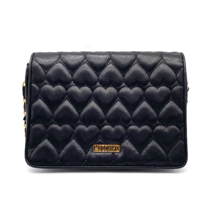 MOSCHINO モスキーノ ハート キルティング レザー チェーン ショルダー バッグ eH0719A