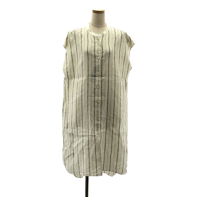 MARGARET HOWELL | マーガレットハウエル | PJ STRIPE LINEN ストライプ リネン ワンピース | F | Ecru × Elephant | レディース
