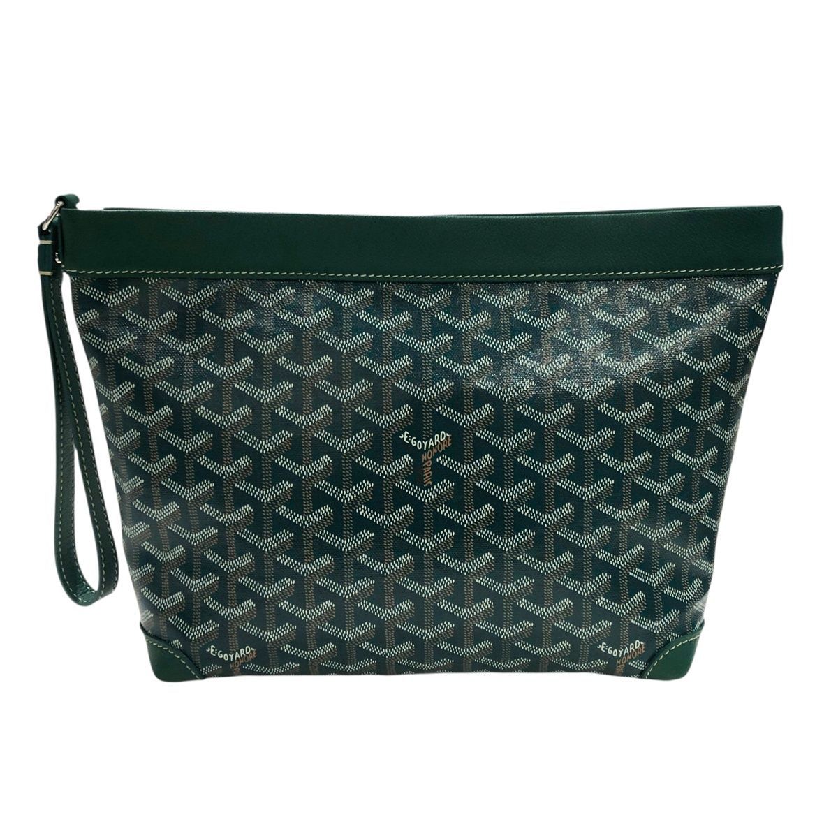 GOYARD ゴヤール ボディバッグ ウエストポーチ コンティ ヘリンボーン クラッチバッグ ゴヤールディンキャンバス - シュヴロ ファスナー リストストラップ グリーン 25012633 SA