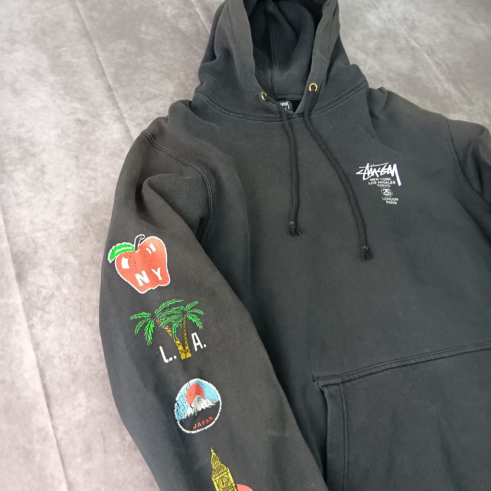 STUSSY WORLD TOUR FOODIE XL BLACK ステューシー ワールドツアー 