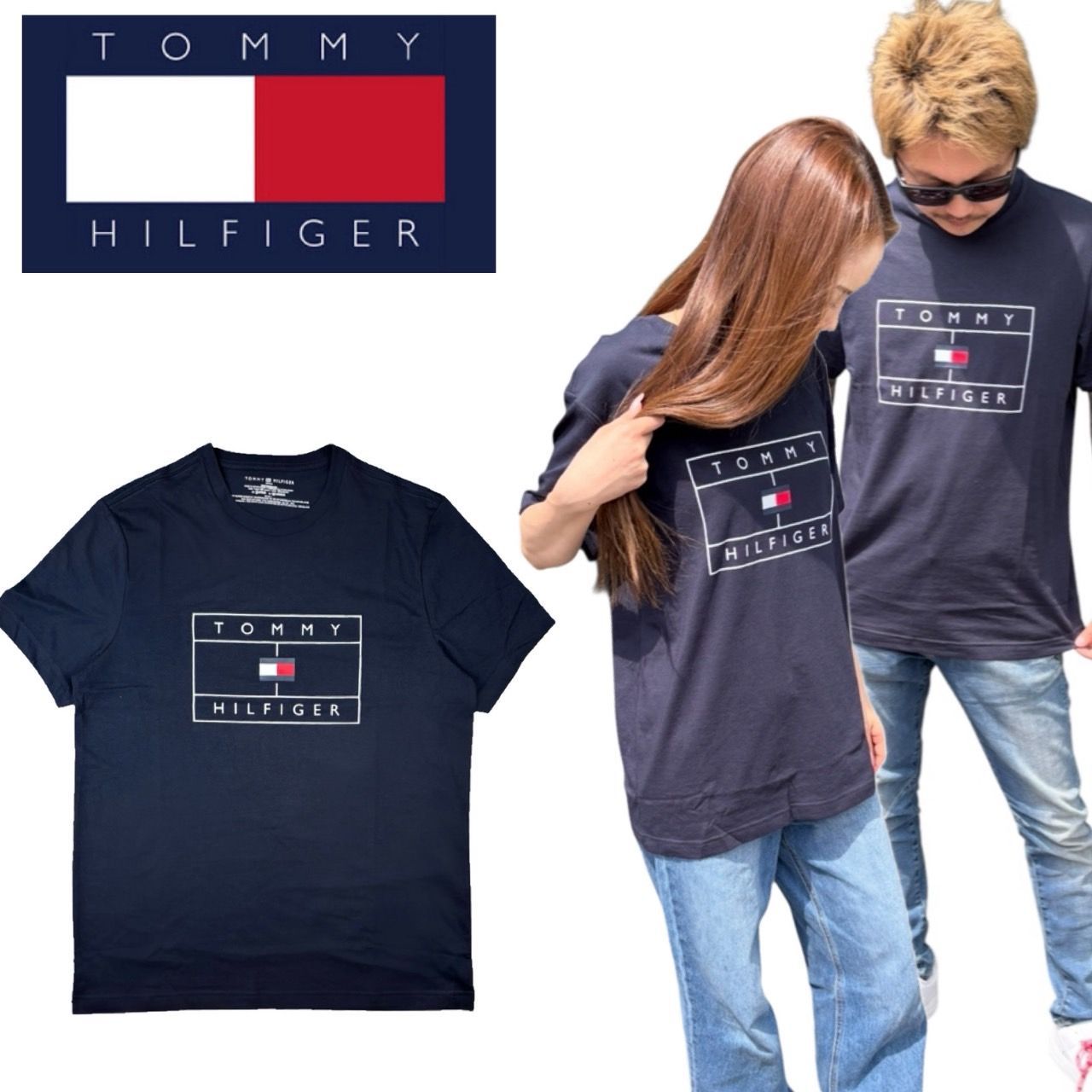 トミーヒルフィガー Tommy Hilfiger 半袖 Tシャツ 09T4511 ネイビー 
