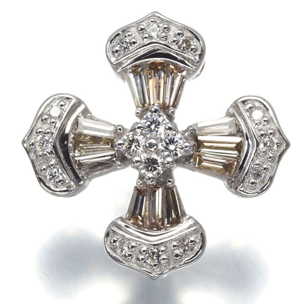 ブラウン&クリア ダイヤ ダイヤモンド 0.40ct クロス 2種カット