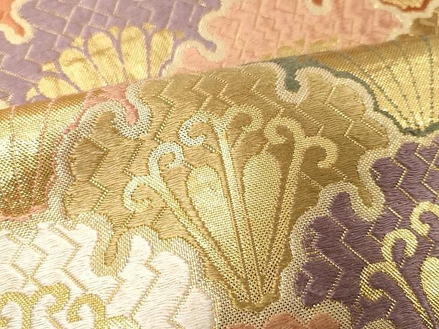 平和屋着物○佐賀錦 六通柄袋帯 唐織 清海雪輪菊花文 金糸 正絹 逸品