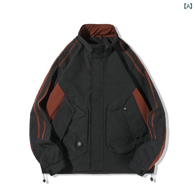 2XL 秋冬 コーデ メンズ 服 シンプル ファッション オシャレ 大人 かっこいい 大きいサイズ ストリート 紳士服 ステッチ スタンドカラー ワークジャケット アウトドア カジュアル 防風 ポケット ジャケット