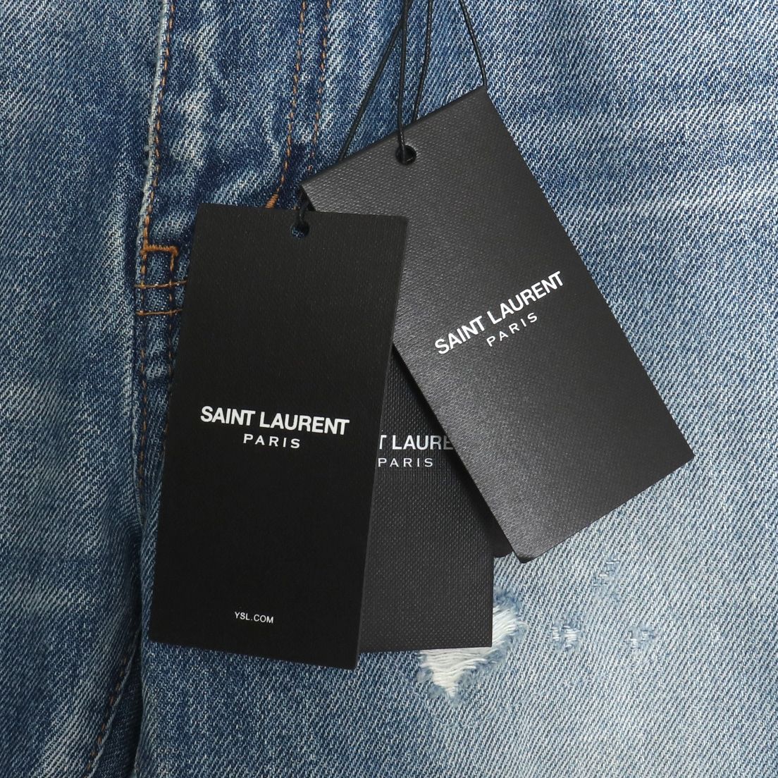 SAINT LAURENT クラッシュリペア加工スキニーストレッチデニムパンツ