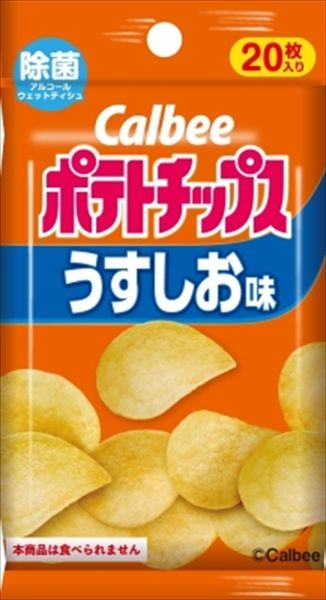 まとめ買い-100点セット カルビー ポテトチップス 除菌アルコールウェットティシュ２０枚入 ダイレイ