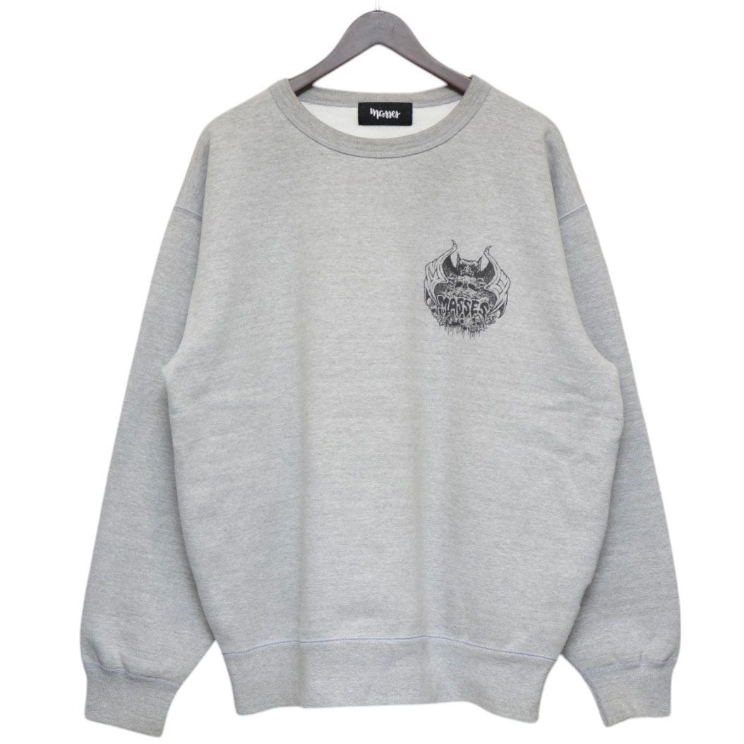 【10/5値下げ】 MASSES　SWEAT CREW SKULLBAT　マシス クルーネックスウェット　トレーナー 8054000190164