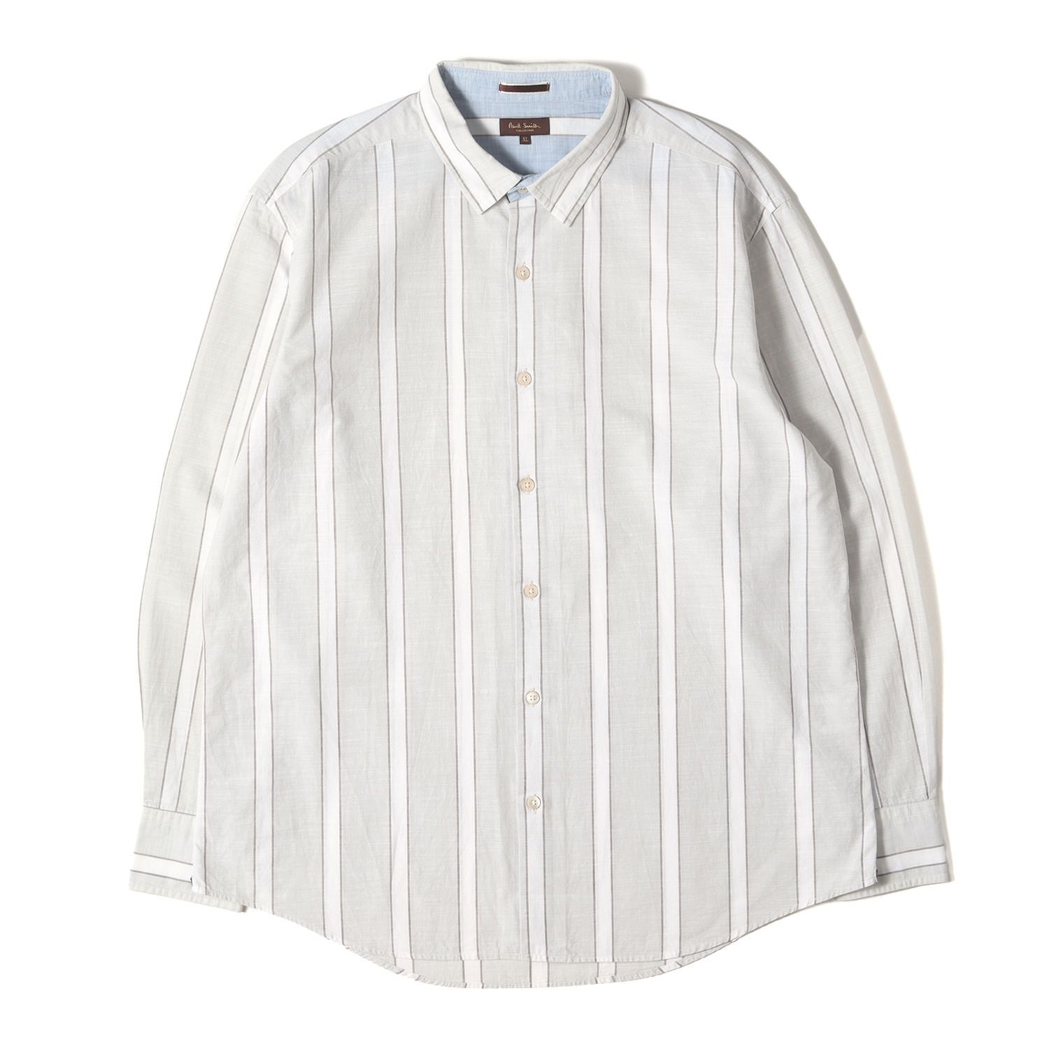 Paul Smith Mサイズ 長袖シャツ グレー/ストライプ 美品】Paul Smith ポールスミス シャツ グレー ホワイト サイズ
