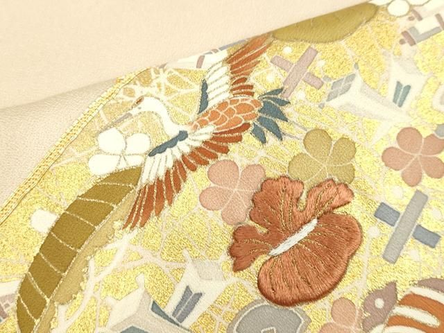 平和屋着物○創業460年・千總 色留袖 駒刺繍 菱取り飛鶴宝尽くし