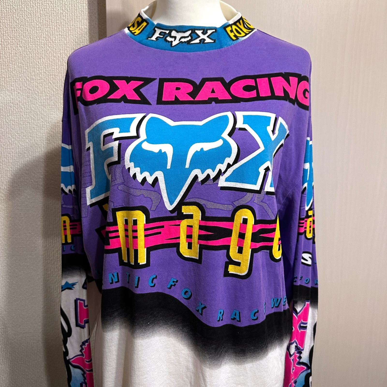 90s FOX Racing モトクロス Tシャツ 紫 Lサイズ HR0277