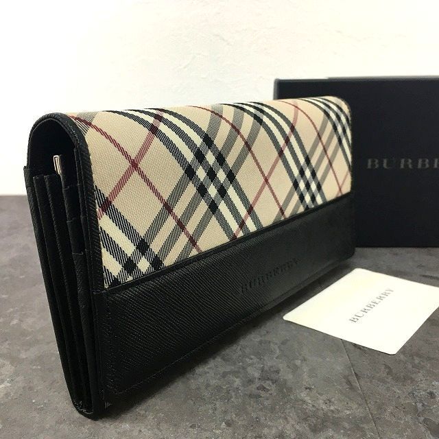 美品 オールドバーバリーBurberry ノバチェックがま口財布 やすかっ