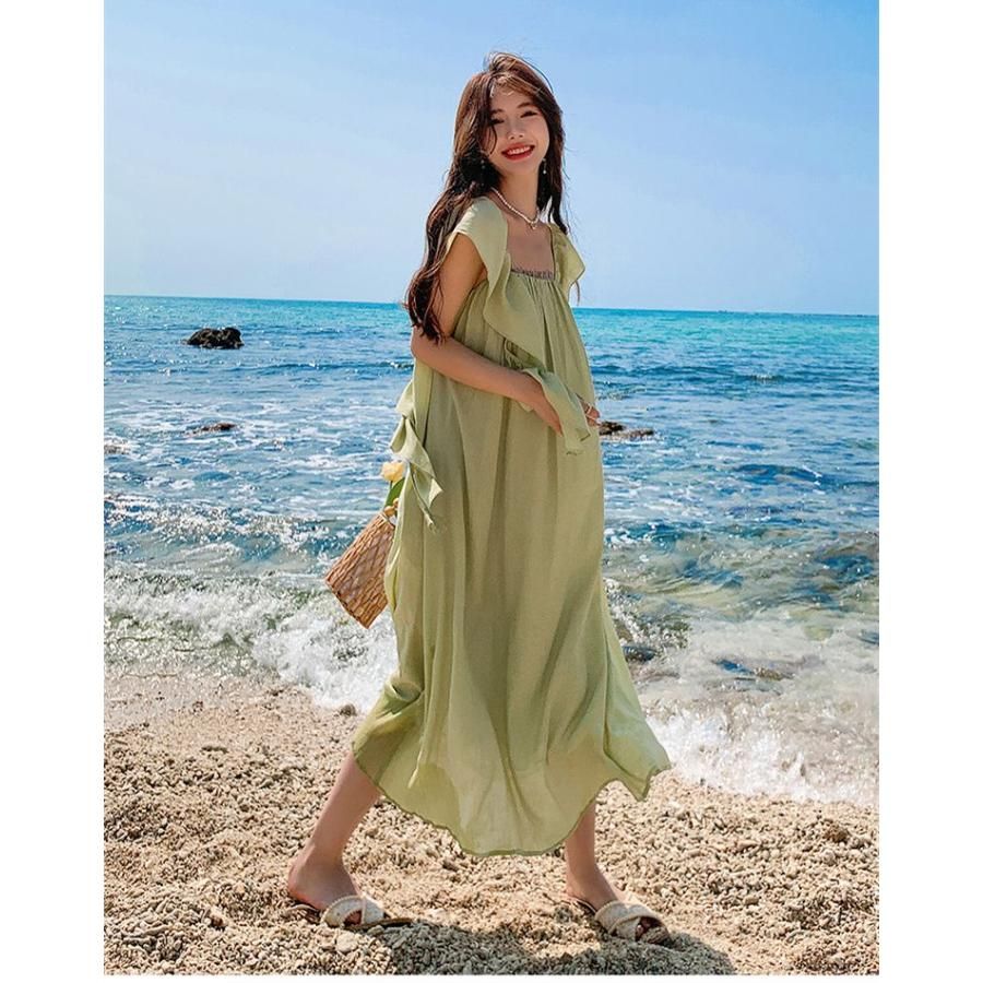 ワンピース ハワイアン アロハ ボヘミア風 マキシ リゾートワンピ 夏