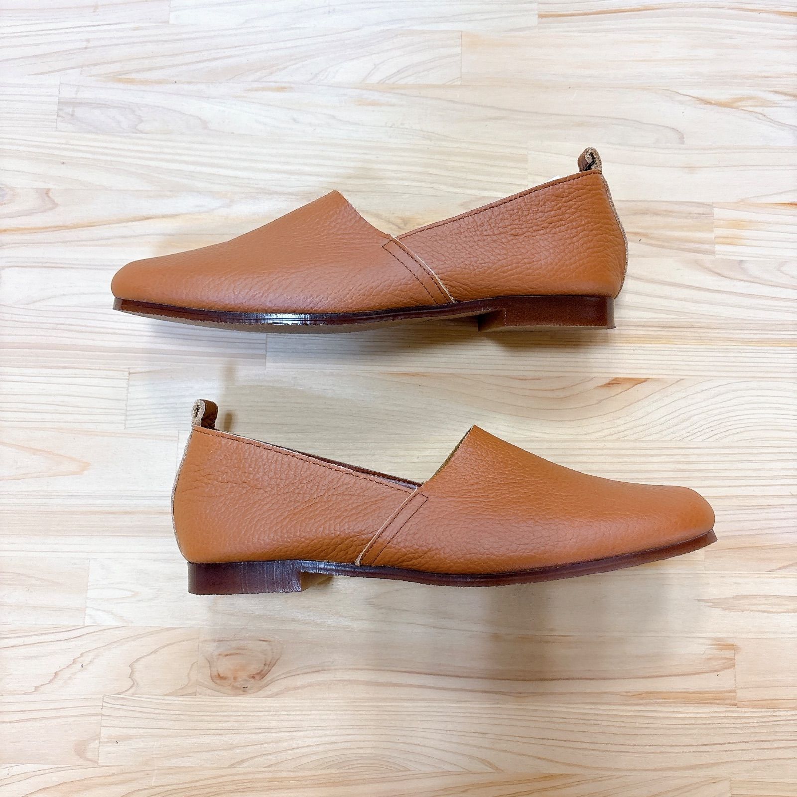 Recipe レシピ フラットシューズ フラットパンプス キャメル 本革