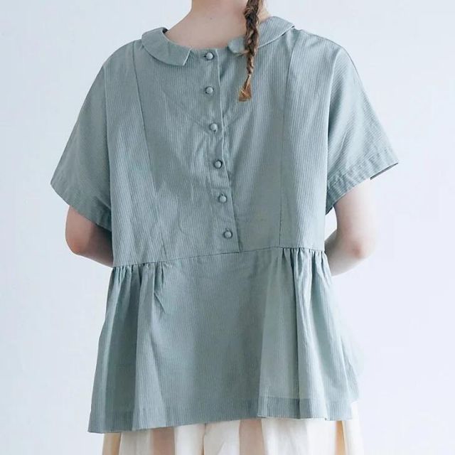 MAGALI | コットンドビー・ウエストギャザープルオーバー (セージ) | ブラウス トップス マガリ 楽天市場】MAGALI | コットンドビー・ウエストギャザープル