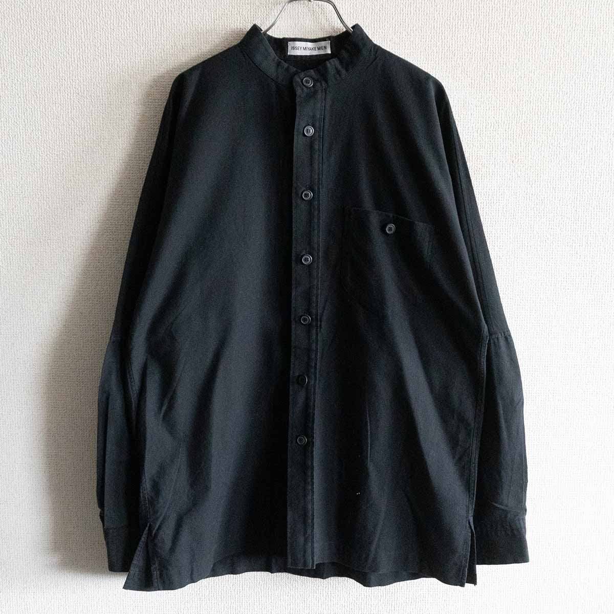 ISSEY MIYAKE MEN バンド シャツ ブラック ワイドシルエット イッセイミヤケメン 25040855
