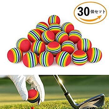 【中古】【非常に良い】Doutop 練習用 ゴルフボール ウレタンボール 30個セット 屋内 トレーニング Practice Golf カラフル レインボー 虹色 n5ksbvb