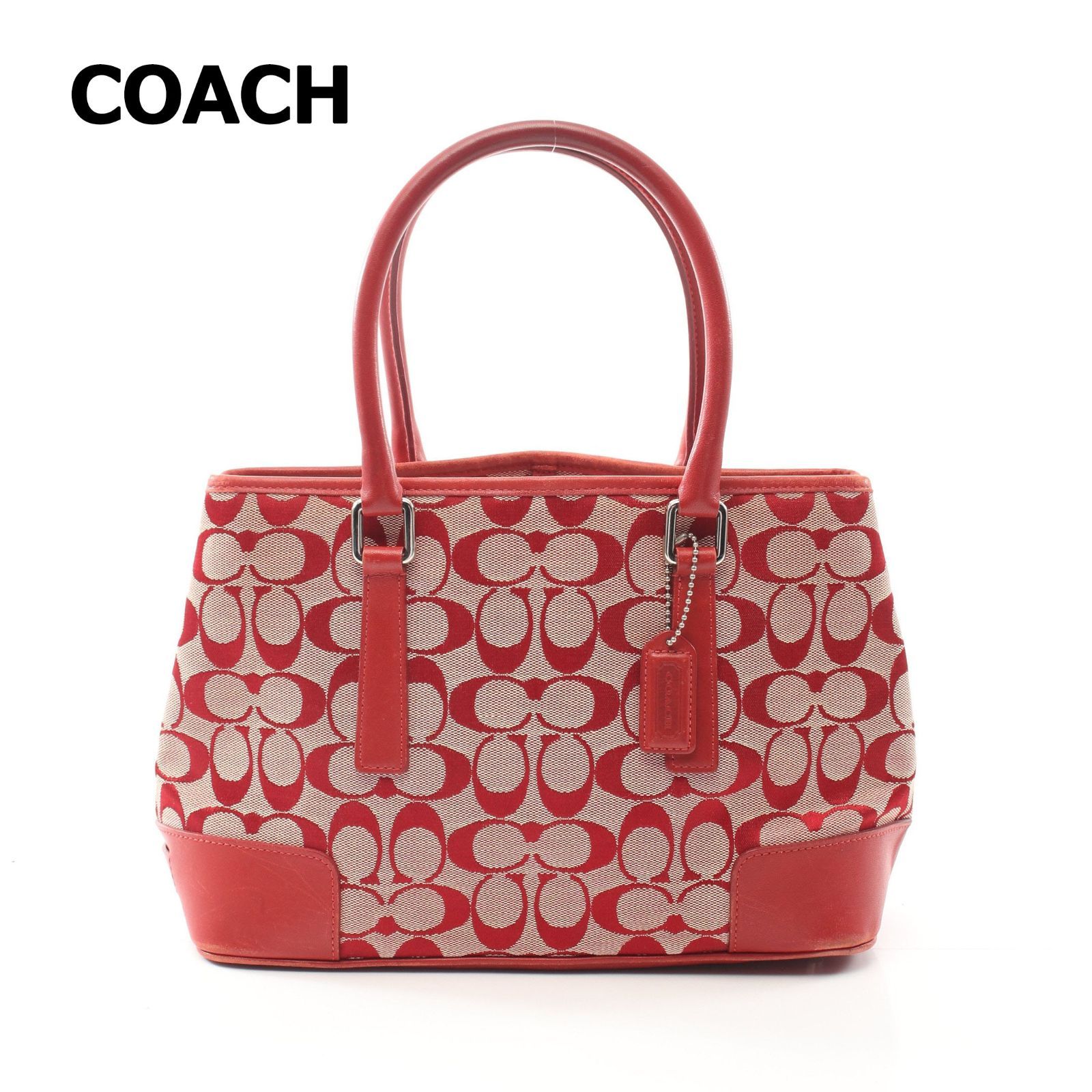 ✨美品✨COACH コーチ シグネチャー ハンドバッグ キャンバス レッド