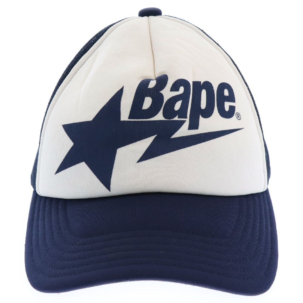 A BATHING APE (アベイシングエイプ) BAPE STA MESH CAP べイプスタ メッシュ ロゴキャップ ネイビー