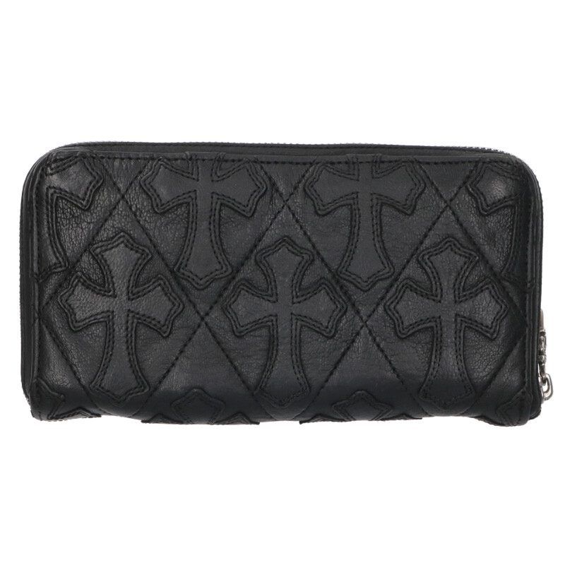 クロムハーツ REC F ZIP QUILTED セメタリークロスキルティングレザーウォレット財布 メンズ