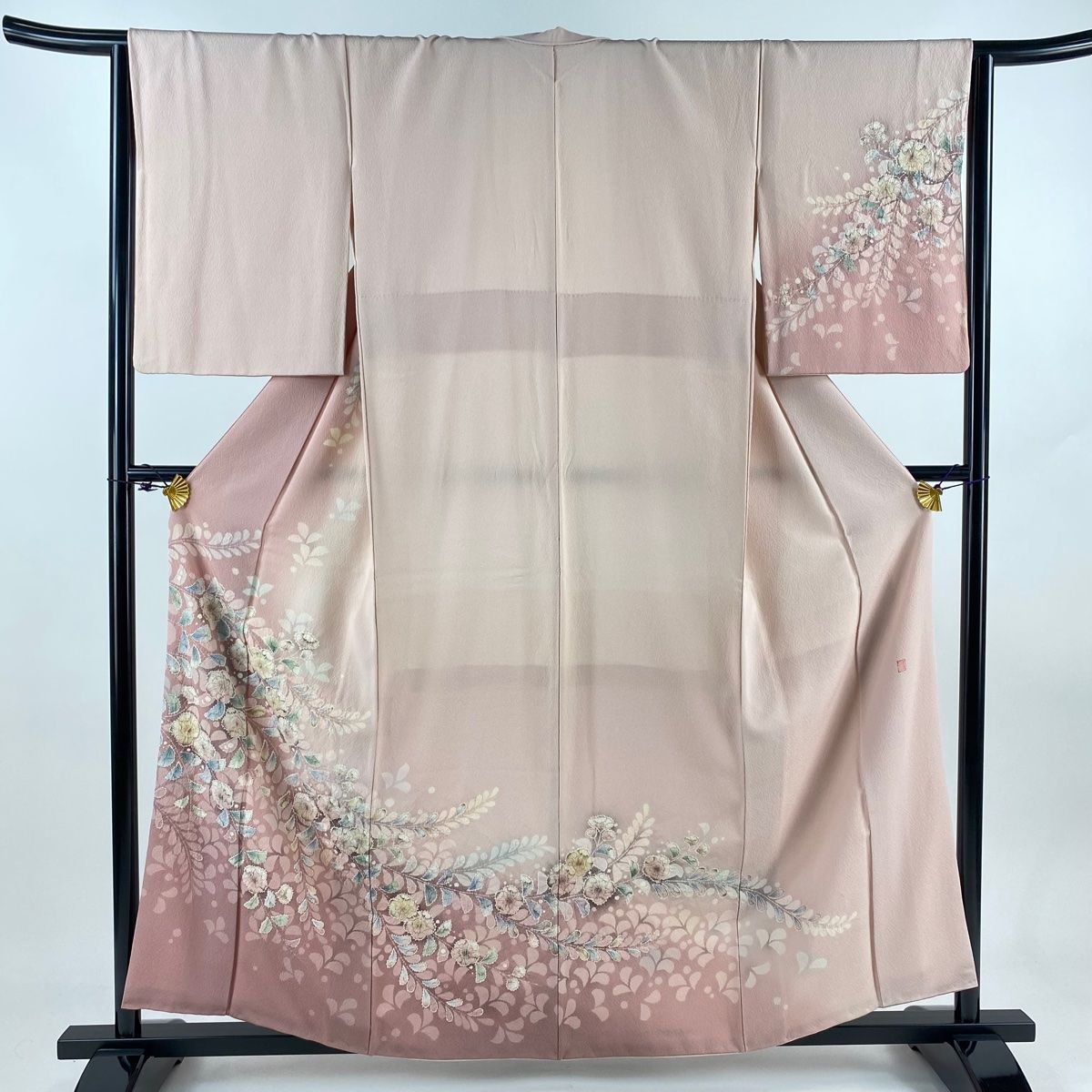 訪問着 身丈159cm 裄丈64.5cm M 袷 落款 辻ヶ花 ぼかし ピンク 正絹 名品