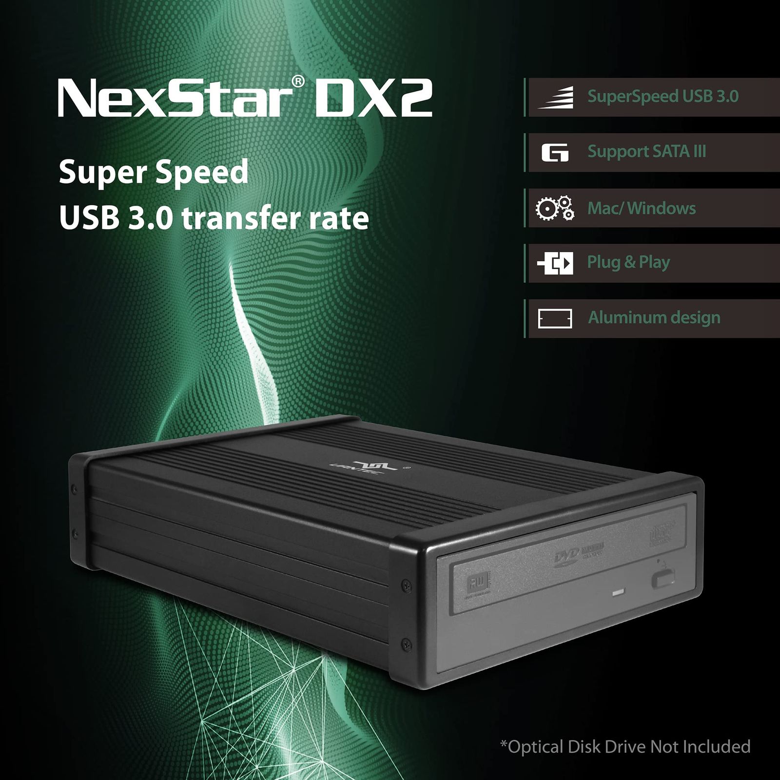 Vantec NexStar DX2 USB 3.0 外付けエンクロージャ設計 5.25インチブルーレイ|CD|DVD SATAドライブ用 第2世代DX ドライバー不要 アルミニウム合金 NST-540S3-BK