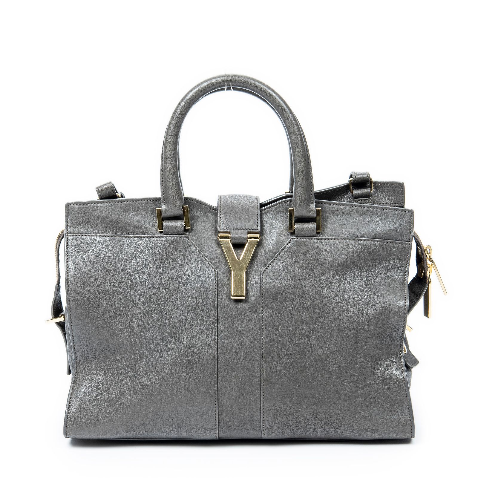 YVES SAINT LAURENT イヴサンローラン小 Cabas ChYcグレーゴートスキンレザーAB
